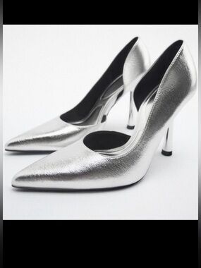 Zara | Leather Elegant Silver Stiletto